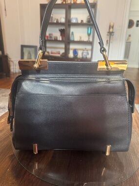Aldo Black Satchel with Gold Hardware
